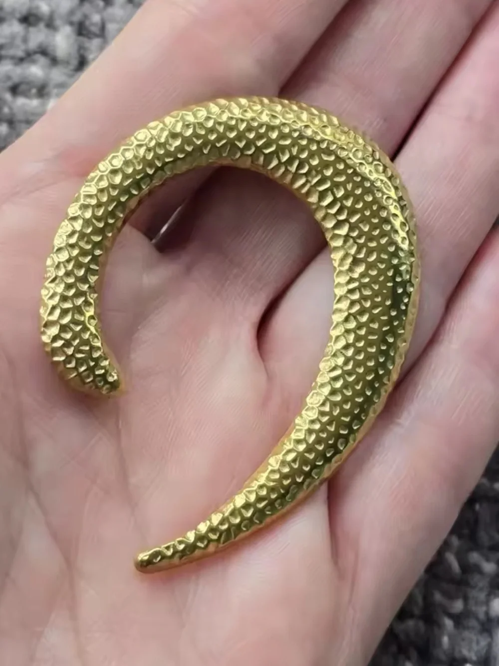 Hammered Gold Crescent Brooch